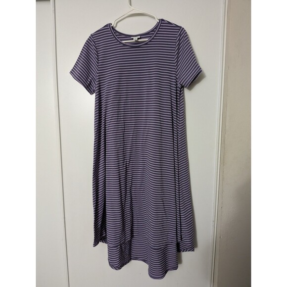 LuLaRoe Dress Purple Light Purple Stripe‎ Horizontal Medium Great Condition - Picture 1 of 3